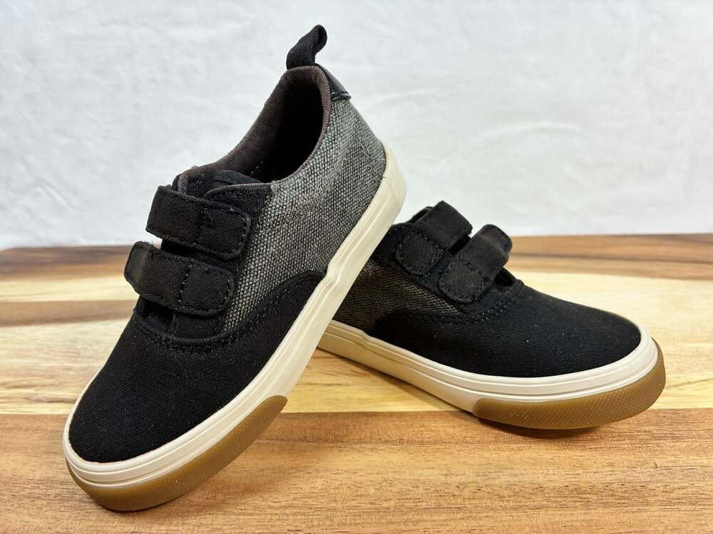 Old Navy Double-Strap Mixed Material Sneakers Black Grey boys size 6